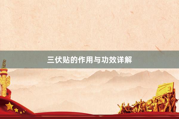 三伏贴的作用与功效详解